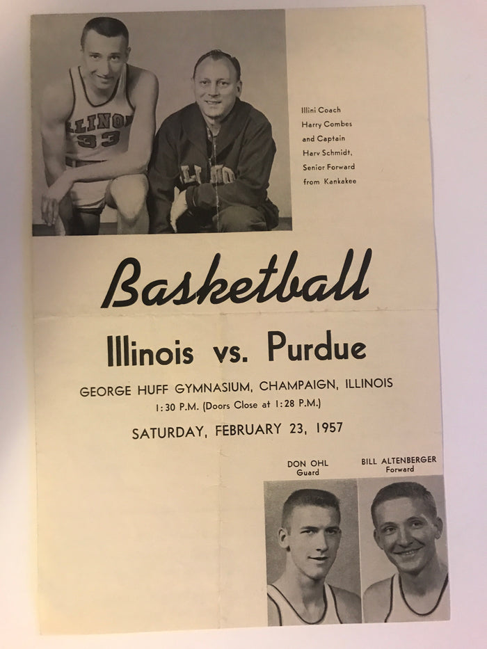 1957 Purdue vs Illinois Basketball Program - Vintage Indy Sports