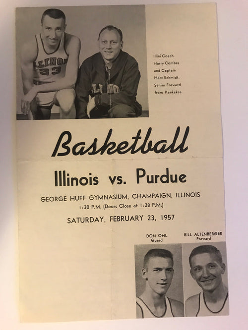 1957 Purdue vs Illinois Basketball Program - Vintage Indy Sports