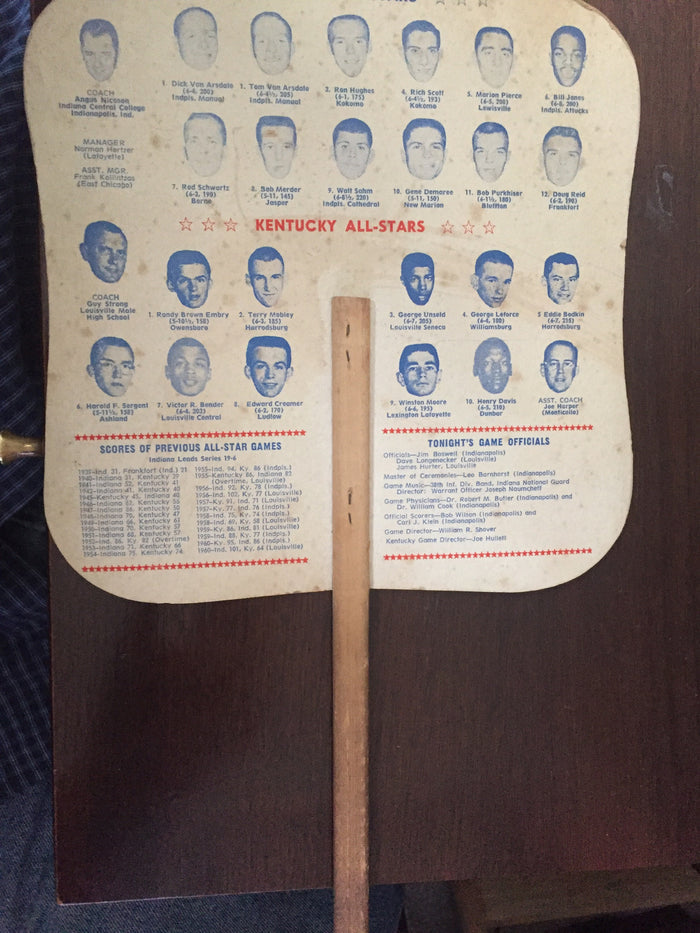 1961 Indiana vs Kentucky High School Basketball All Star Game Fan - Vintage Indy Sports