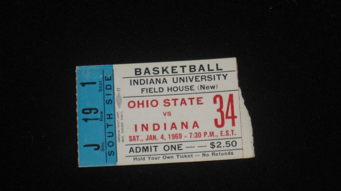 1969 OHIO STATE VS INDIANA BASKETBALL TICKET STUB - Vintage Indy Sports