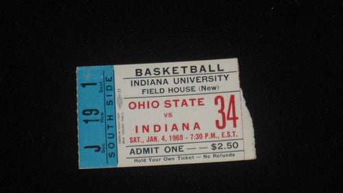 1969 OHIO STATE VS INDIANA BASKETBALL TICKET STUB - Vintage Indy Sports
