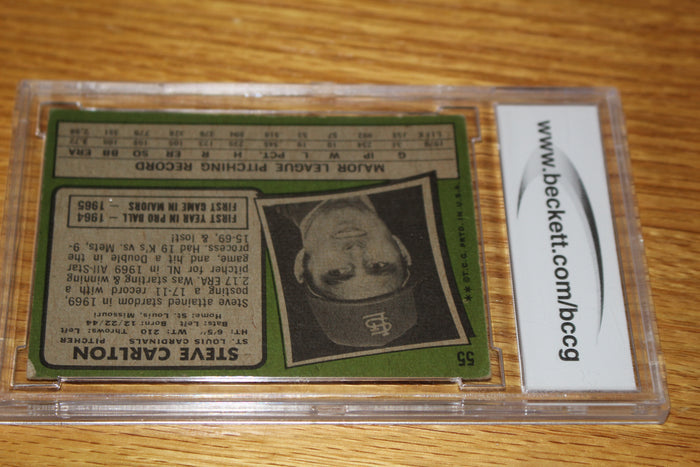 1971 Topps Steve Carlton Baseball Card #55, BCCG VG 7 - Vintage Indy Sports