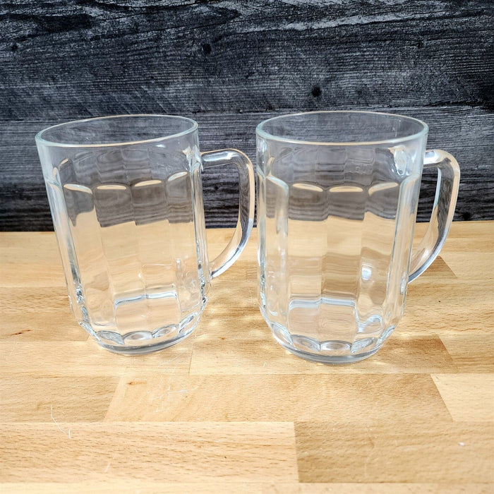 2 Verrerie Christallerie D'arques France Mug Paneled Acv France Clear Glass 16Oz