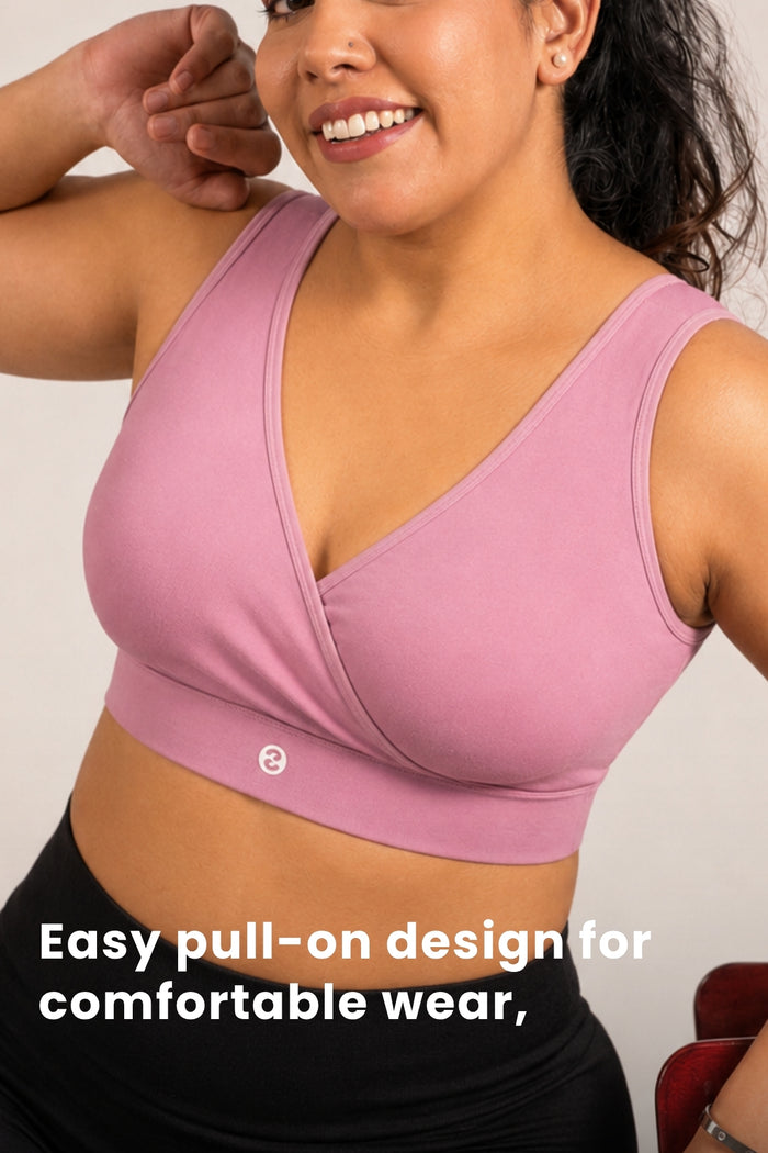 247 Cotton Non Padded Yoga Bra - Mauve
