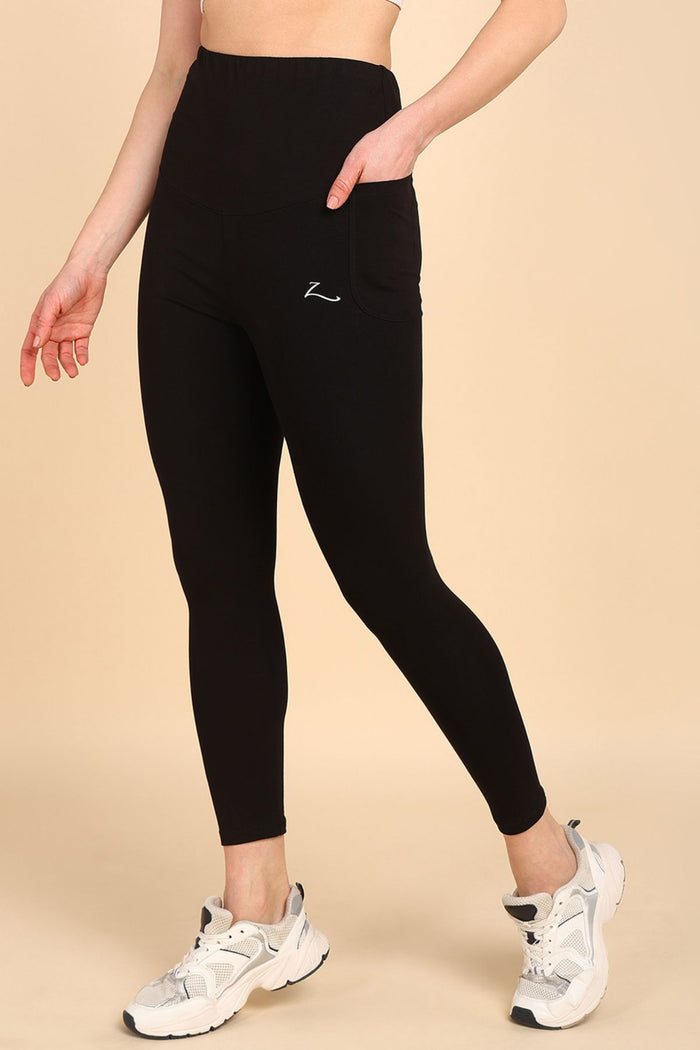 247 Zactive™ Black Maternity Leggings (Pregnancy & Postpartum) - House Of Zelena™