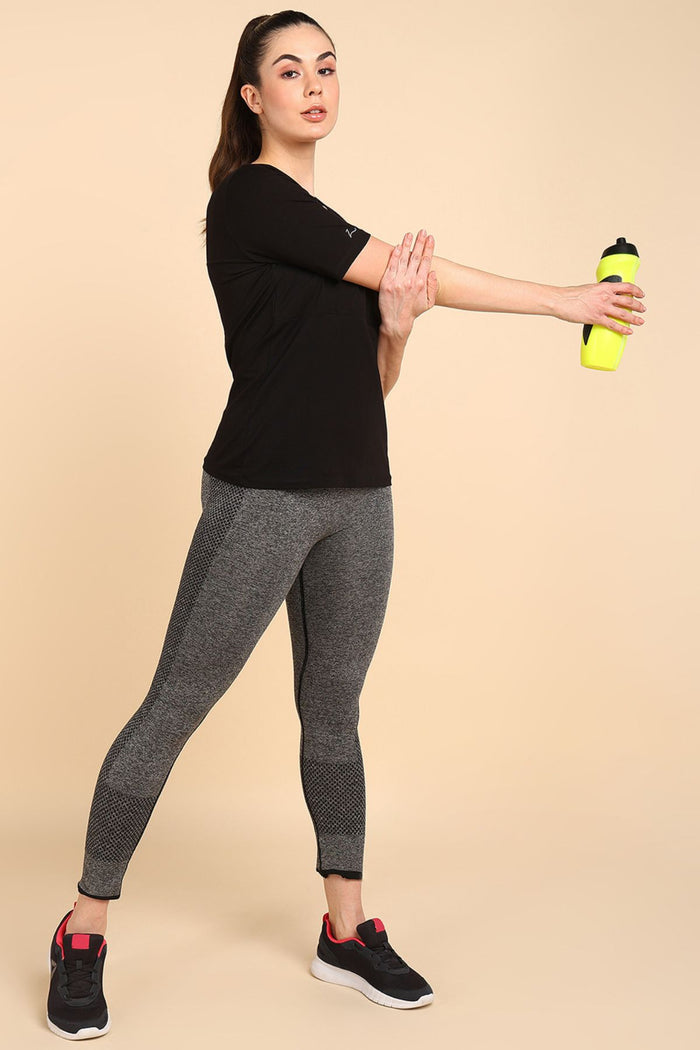 247 Zactive Black Zipless Maternity Feeding Top - Side profile highlighting feeding-friendly neckline and relaxed fit.