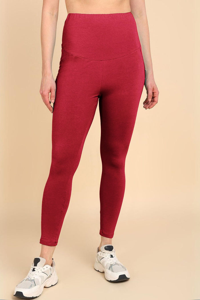 247 Zactive™ Deep Red High Waist Leggings (Pregnancy & Postpartum)