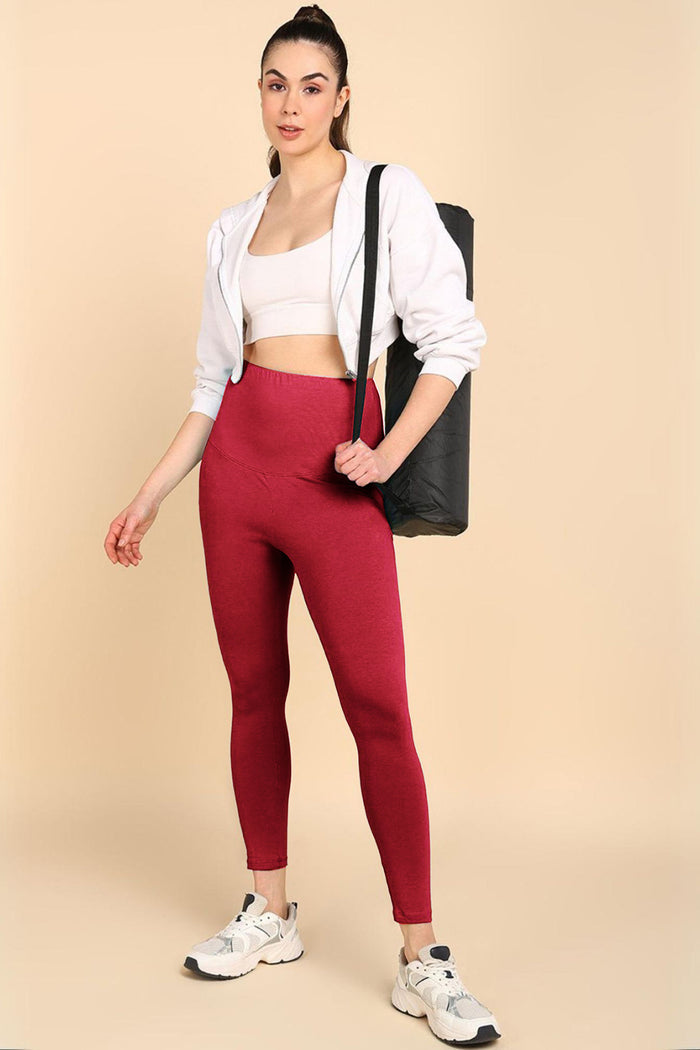 247 Zactive™ Deep Red High Waist Leggings (Pregnancy & Postpartum)