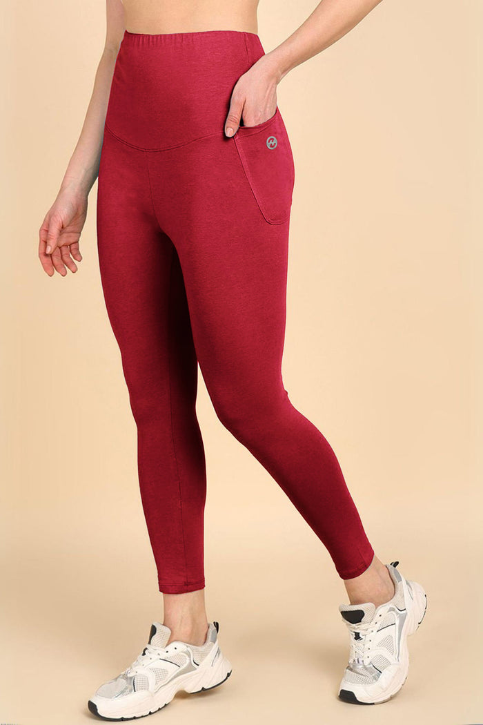 247 Zactive™ Deep Red High Waist Leggings (Pregnancy & Postpartum)