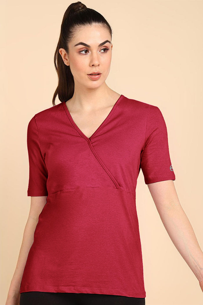 247 Zactive™ Deep Red Zipless Maternity Top & Legging Set