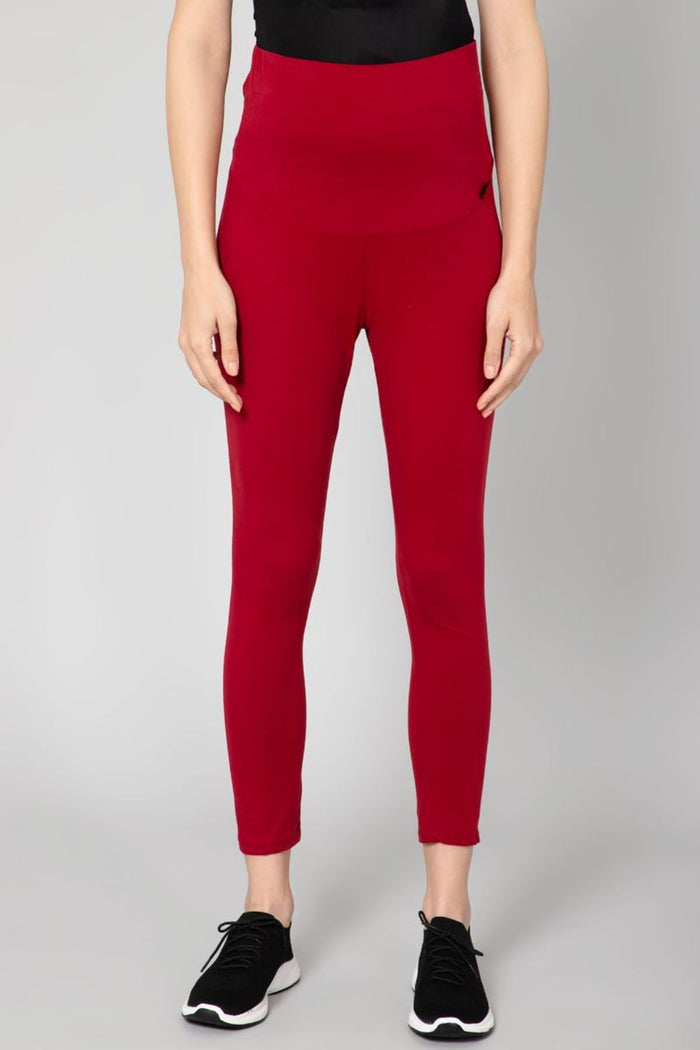 247 Zactive™ Maroon High Waisted Maternity Leggings - House Of Zelena™