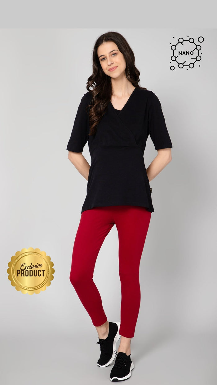 247 Zactive™ Maroon High Waisted Maternity Leggings - House Of Zelena™
