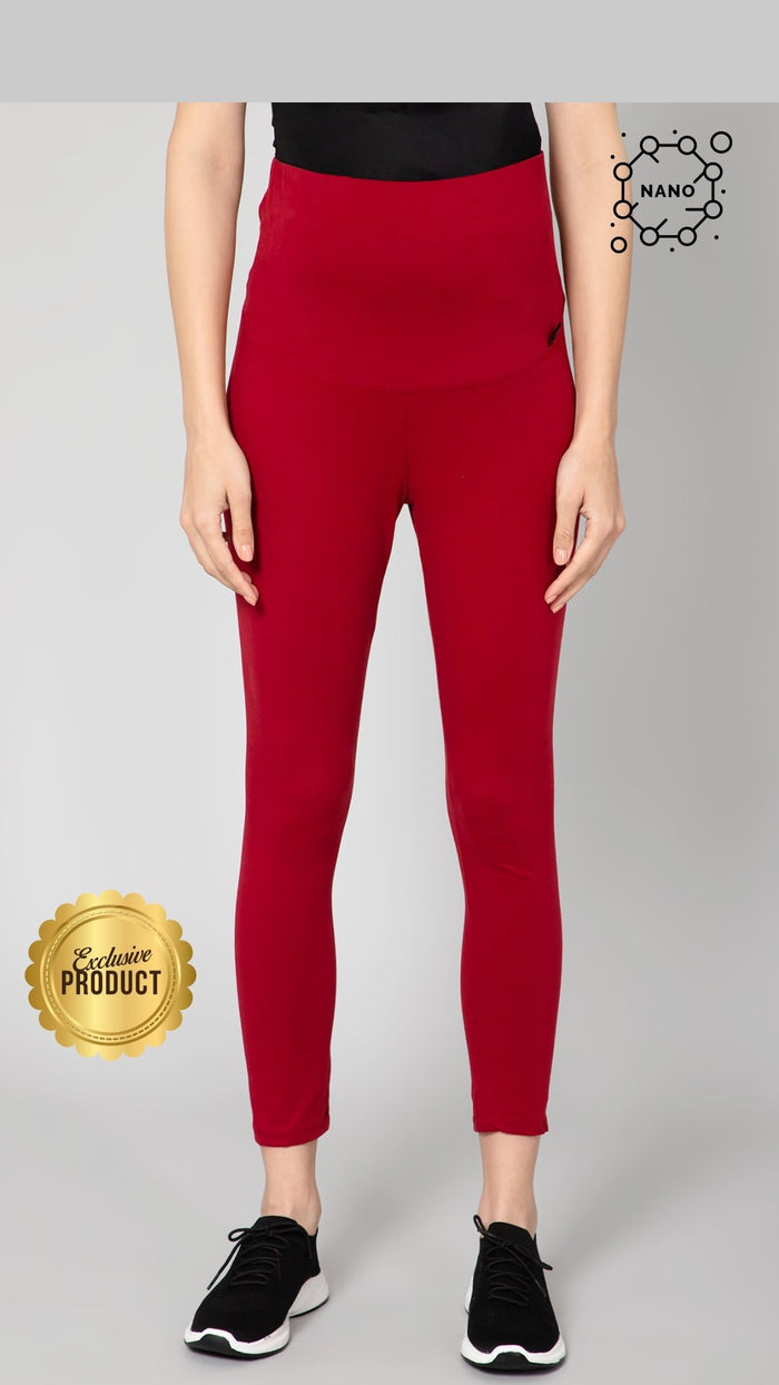 247 Zactive™ Maroon High Waisted Maternity Leggings - House Of Zelena™