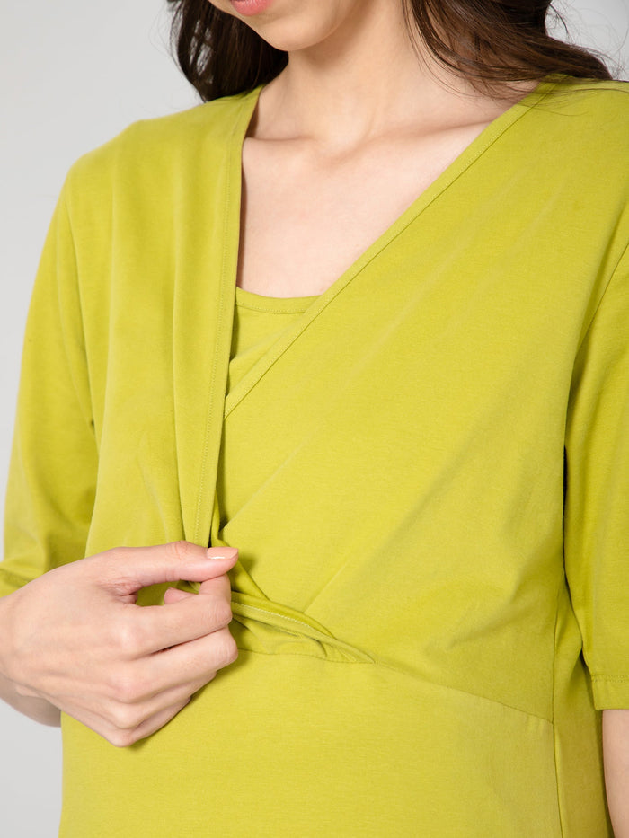 247 Zactive Olive Green Zipless Maternity Feeding Top