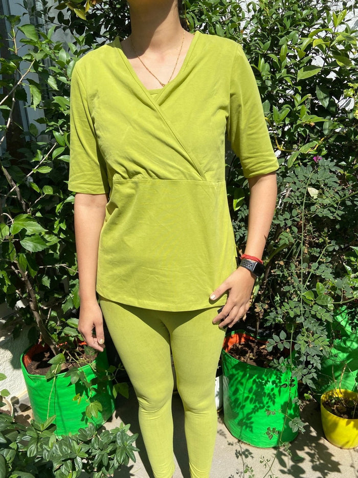 Maternity Pregnancy 247 Zactive Olive Green Zipless Maternity Feeding Top
