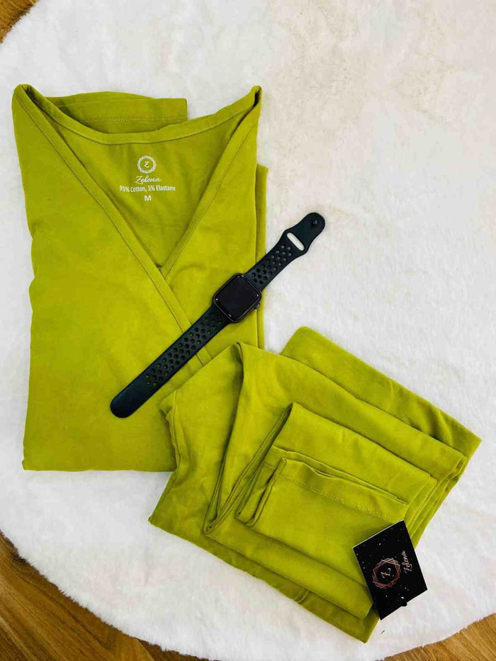 247 Zactive Olive Green Zipless Pregnancy Top & Leggings Set