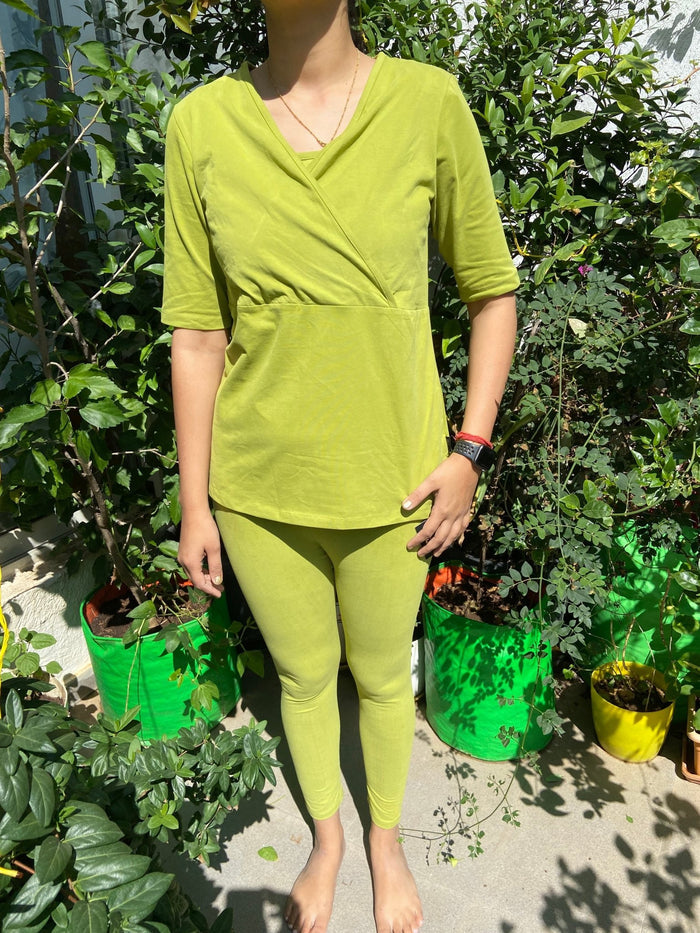 247 Zactive Olive Green Zipless Pregnancy Top & Leggings Set - Ideal