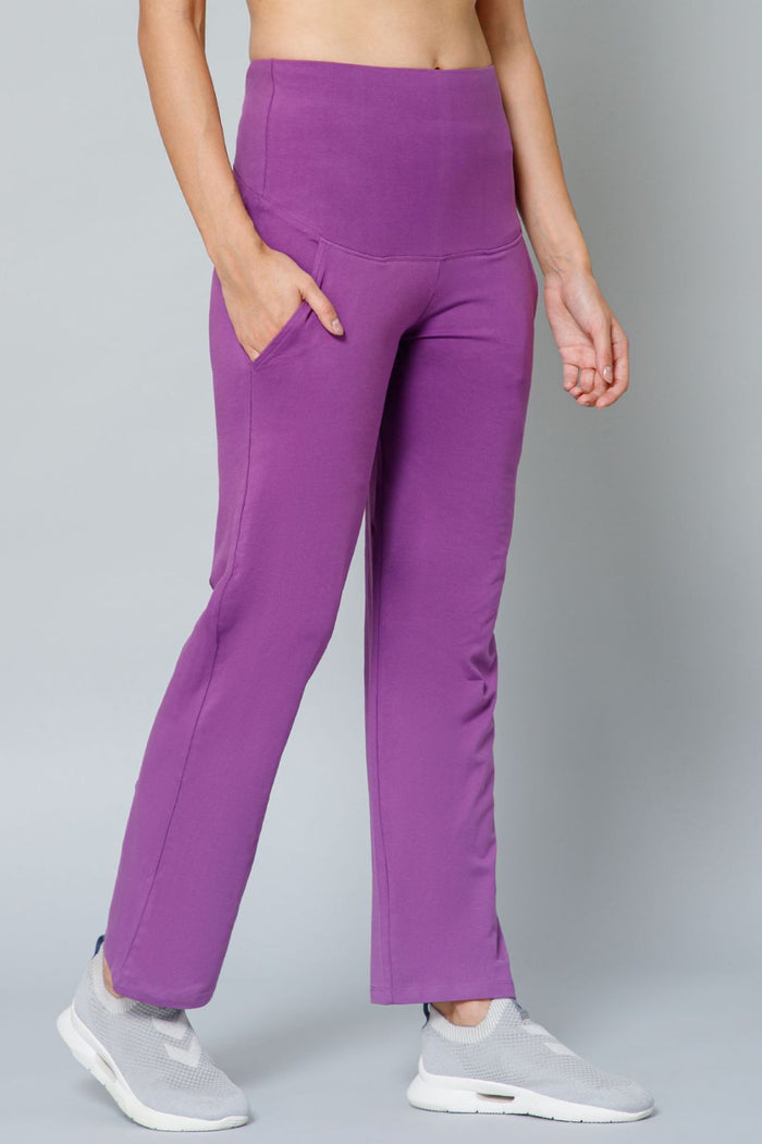 247 Zactive Purple High Waisted Maternity Pants Trousers WITH POCKETS