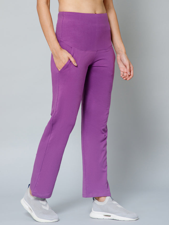 247 Zactive Purple High Waisted Maternity Pants Trousers With Pockets