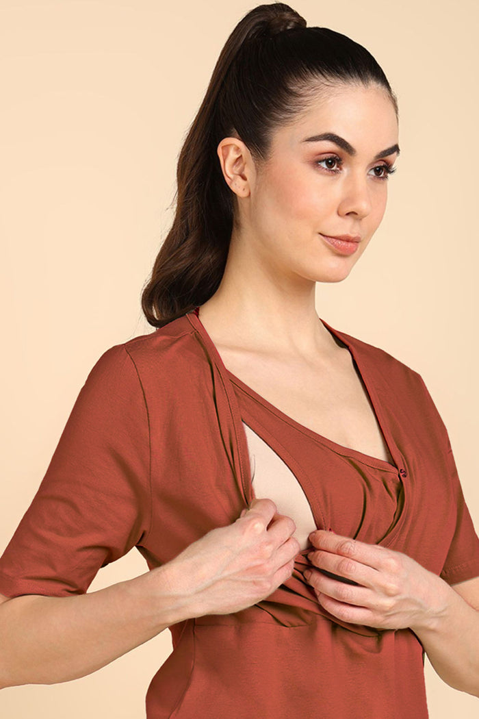247 Zactive™ Rust Zipless Maternity Top & Legging Set