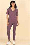247 Zactive Deep Woodrose Zipless Maternity Feeding Top - Side profile highlighting feeding-friendly neckline and