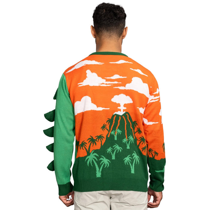 3D T-Rex Santa Hat Adult Unisex LED Light Up Ugly Christmas Sweater - TVStoreOnline