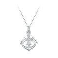 925 Sterling Silver Anchor Necklace, White Gold Plated Classic Necklace with Cubic Zirconia Jewelry Gift for Women