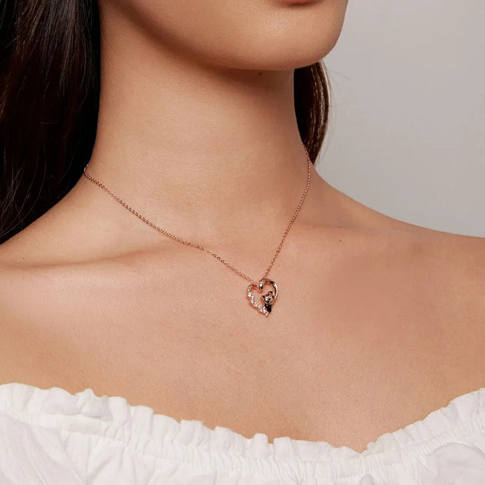 925 Sterling Silver Baby Panda Crystal Necklace Enamel Cute Animal Charm Chain Link for Women Gift