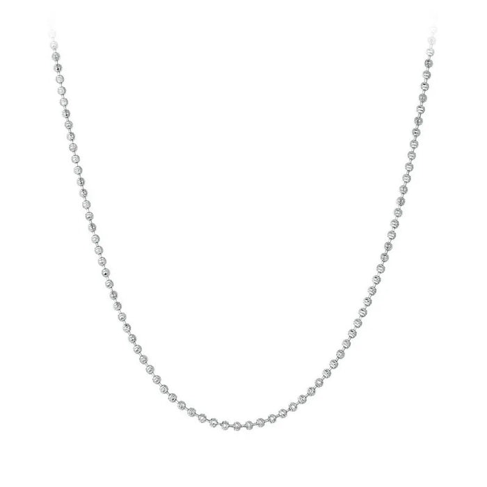 925 Sterling Silver Bead Ball Chain Necklace, Solid Silver Strand Chain Necklace for Women