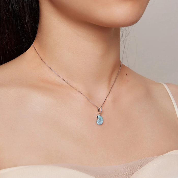 925 Sterling Silver Blue Conch Necklace for Women Ocean Style Pendant Party Jewelry