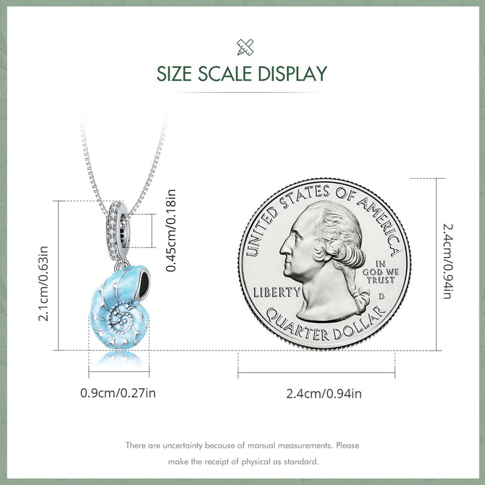 925 Sterling Silver Blue Conch Necklace for Women Ocean Style Pendant Party Jewelry