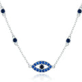 925 Sterling Silver Blue Zircon Guardian Eye Pendant Necklaces Lucky Eye Neck Chain for Women Fine Jewelry