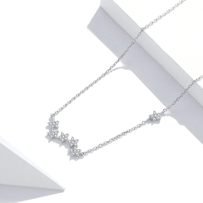925 Sterling Silver Clear CZ Twinkling Stars Pendant Necklace for Women Wedding Family Gifts Fine Jewelry