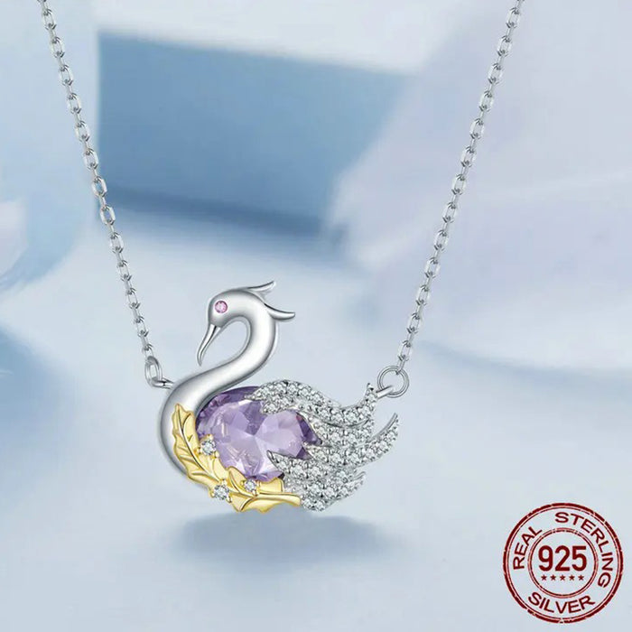 925 Sterling Silver Cute Swan Pendant Necklace for Women Teen Girls Animal Jewelry Gifts for her