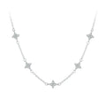 925 Sterling Silver Dainty Stars Necklace for Women, Four-Leaf Clover CZ Choker Chain Necklace Trendy Jewelry Gift