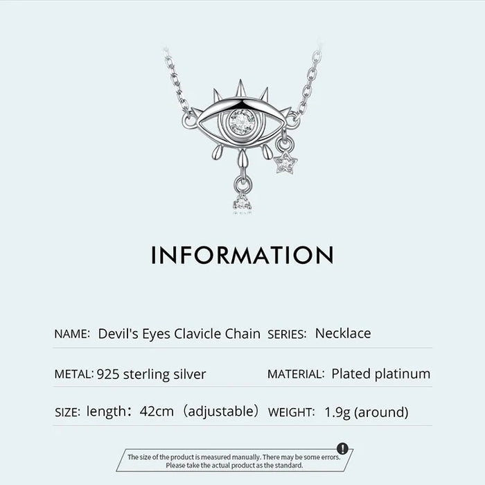 925 Sterling Silver Devil's Eyes Clavicle Chain for Women Fine Jewelry Guardian Necklace Choker Wedding Gift