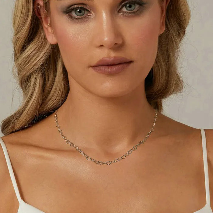 925 Sterling Silver Heart Chain Necklace for Women Men and Girls