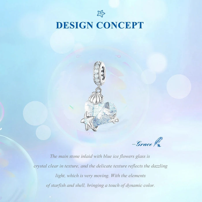 925 Sterling Silver Heart Shape Crystal Pendant Necklace Sea Star Neck Chain for Women Fine Jewelry Gift