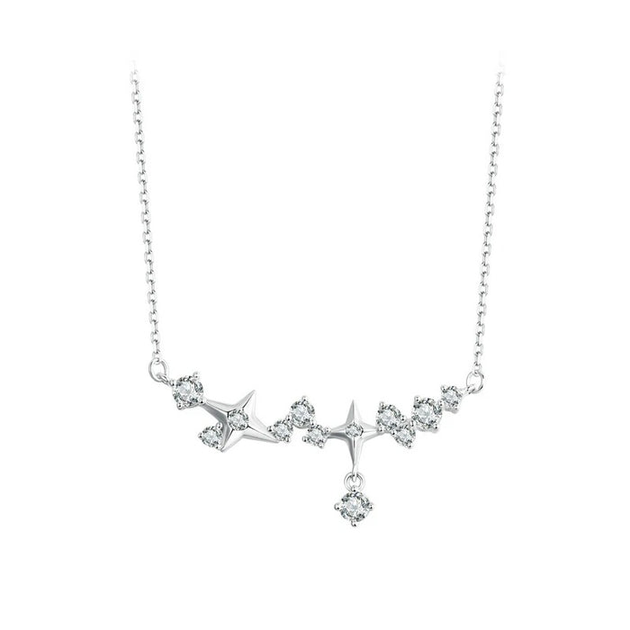 925 Sterling Silver Jewelry Starry Pendant Necklace for Women Teen Girls CZ Elegant Fashion Necklace
