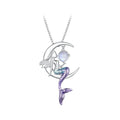925 Sterling Silver Mermaid Pendant Necklace Moon Neck Chain for Women Delicate Birtrhday Gift Fine Jewelry
