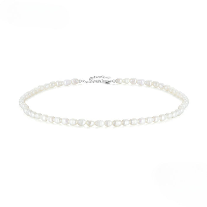925 Sterling Silver Natural Pearl Necklace Irregular Fresh Water Pearl Neck Chain for Women Elegent Fine Jewelry