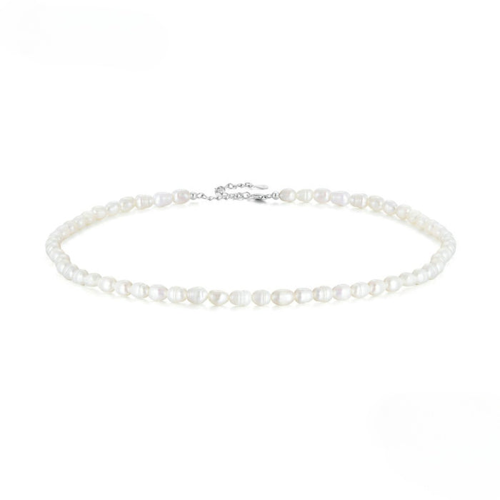 925 Sterling Silver Natural Pearl Necklace Irregular Fresh Water Pearl Neck Chain for Women Elegent Fine Jewelry
