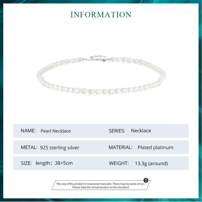 925 Sterling Silver Natural Pearl Necklace Irregular Fresh Water Pearl Neck Chain for Women Elegent Fine Jewelry