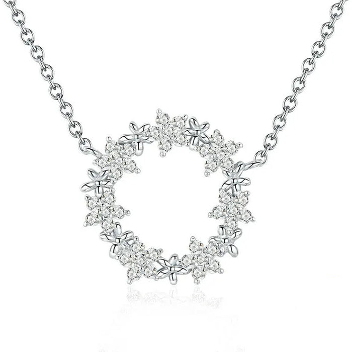 925 Sterling Silver Shining Stackable Star Round Shape Pendants Necklaces Women Wedding Jewelry Collar