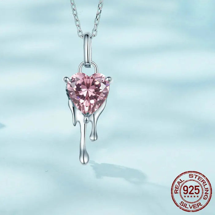 925 Sterling Silver Sparkling Heart Pendant Necklace for Women Simple Silver Necklace Engagement Fine Jewelry