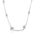 925 Sterling Silver Sparkling Moon and Star Exquisite Pendant Necklaces for Women 925 Silver Jewelry Gift