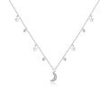 925 Sterling Silver White Moon & Star Pendant Necklace for Women Chain Link Necklaces Silver 925 Jewelry