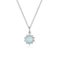 925 Sterling Silver White Opal Sun Pendant Necklace Apollo Chain Necklaces for Women Birthday Gift Jewelry