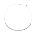 925 Sterling Silver Women's Magnificent Round Cubic Zirconia Tennis Choker Glittering Clavicle Chain Necklace