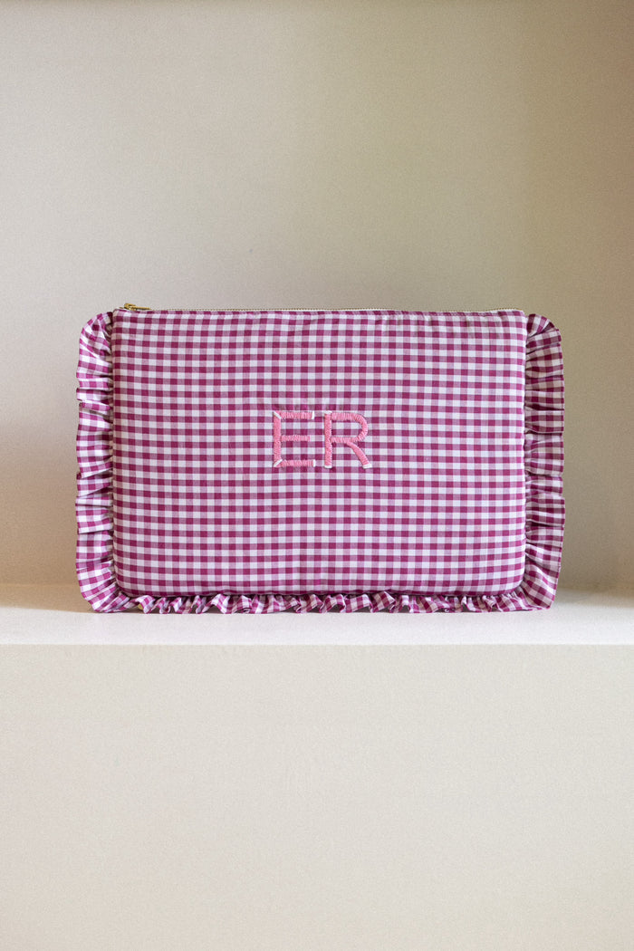 Laptop cover - Vichy Burgundy Froufrou